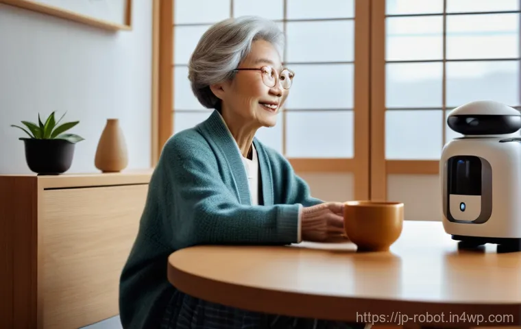 가정용 로봇의 기능적 발전 동향 - A sleek, minimalist robot seamlessly orchestrates a calm morning routine in a contemporary Japanese ...